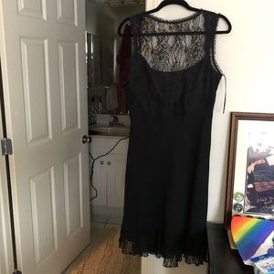 Black cocktail dress, lace, size 14